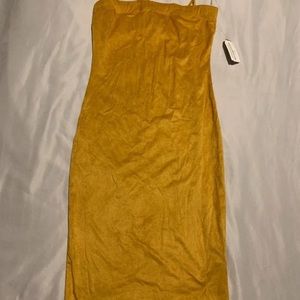 Windsor Yellow Mustard Suede Clubwear Cocktail Bodycon Party Dress